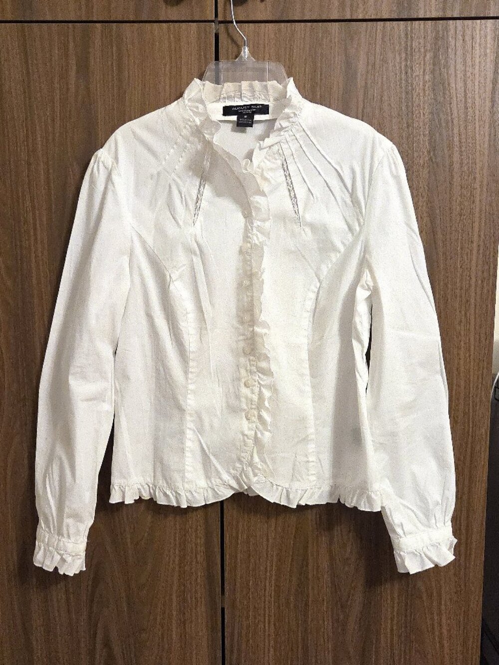 August Silk sz 6P-Sm Petite Sportwear Cotton Ruffled Lace Insert Buttons Fitted